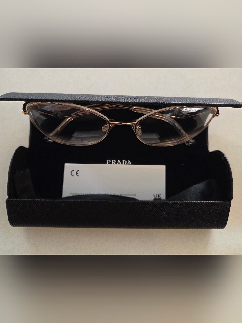 Authentic Prada Gold Frame Eyeglasses with Clear Prescription Lenses